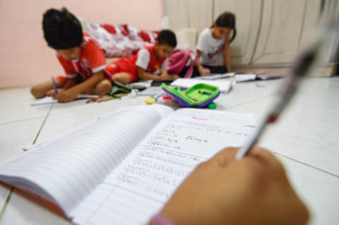 Kids doing home work at their residence in Sharjah. Picture for illustrative purposes only.