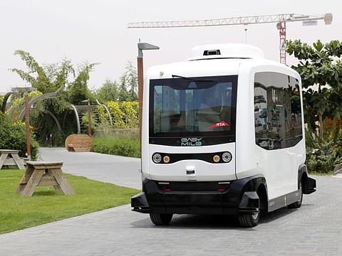 File picture of Dubai’s Roads and Transport Authority testing Driverless Vehicles Project within Sustainable City at Dubailand, Al-Qudra Road.