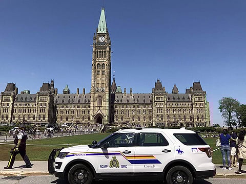 A view of the front lawn of Parliament Hill in Ottawa, Ontario, Canada.