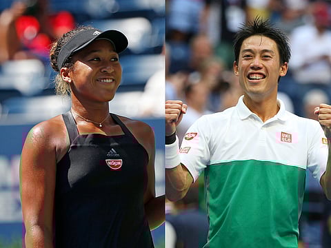 Kei Nishikori (right) and Naomi Osaka.