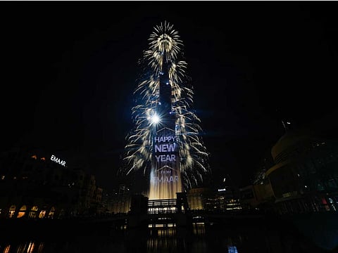 Fireworks on the world's tallest tower, the Burj Khalifa, will light up the night sky in Dubai on New Year's Eve