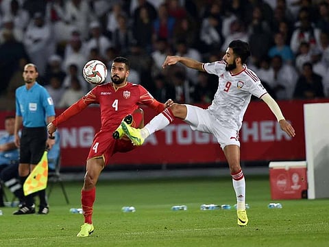 Action at the opening match of the Asia cup 2019 in Abu Dhabi.