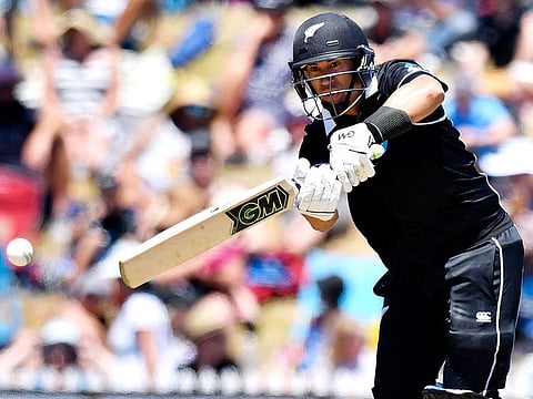New Zealand's Ross Taylor plays a shot during the third ODI cricket match between New Zealand and Sri Lanka at Saxton Field in Nelson on January 8, 2019.