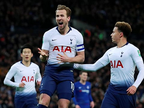 Tottenham's Harry Kane celebrates.