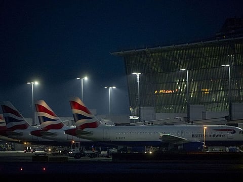 London's Heathrow Airport, shown last month, suspended flights briefly Tuesday night amid reports of a drone in the area.
