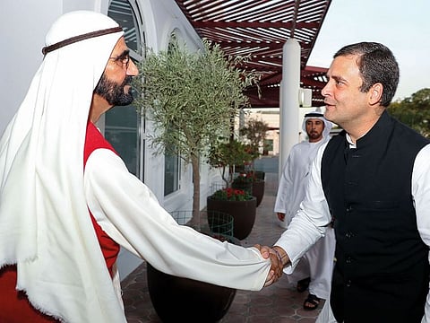 His Highness Shaikh Mohammad Bin Rashid Al Maktoum, Vice-President and Prime Minister of the UAE and Ruler of Dubai, received Rahul Gandhi