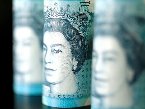 British five pound banknotes.