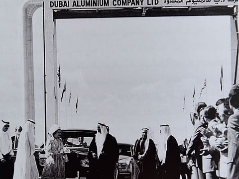 Queen Elizabeth attending the opening of Dubai Aluminium 'Dubal' in 1979.