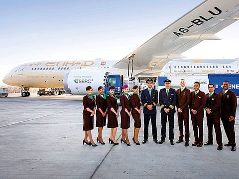 The Sustainable Bioenergy Research Consortium used locally produced biofuel on an Etihad Airways Boeing 787 powered by GE’s GEnx-1B engines.