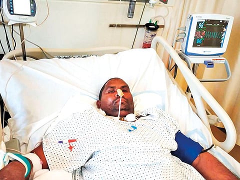 Hazrat Hussain in hospital after the brain surgery.