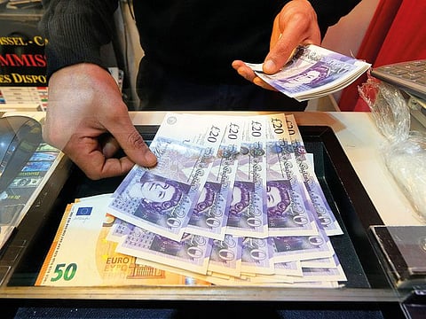 A currency exchange in Brussels. The implied volatility on sterling over a three-month period was around 11 per cent on Friday, the lowest since November 13.