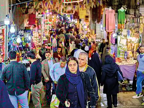 A bazaar in Tehran. Due to population growth, some estimates put the number of people who enter the country’s job market every year at nearly one million people.