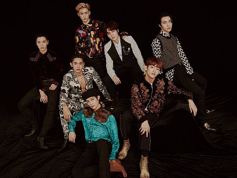 WayV. Clockwise from left: Ten, Kun, Xiao Jun, Hendery, WinWin, Yangyang, and Lucas.