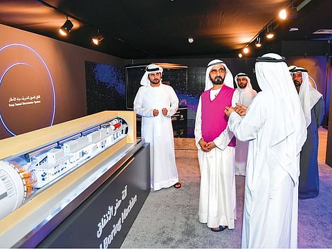 Shaikh Mohammad reviews the progress of vital projects undertaken by Dubai Municipality yesterday. He was accompanied by Shaikh Maktoum Bin Mohammad Bin Rashid Al Maktoum.