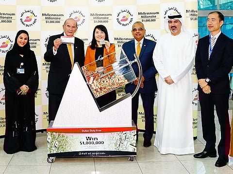 Dubai Duty Free representatives at the latest Millennium Millionaire draw.