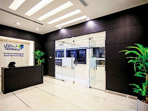 The reception area of the Saudi Stock Exchange, also known as Tadawul, in Riyadh. One year on from oil giant Saudi Aramco’s record-busting initial public offering in Riyadh, the exchange has continued to enjoy a steady stream of listings.