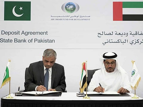 Mohammad Saif Al Suwaidi, Director General of ADFD, and Tariq Bajwa, Governor of the State Bank of Pakistan, signed the agreement on Tuesday at the ADFD headquarters in Abu Dhabi