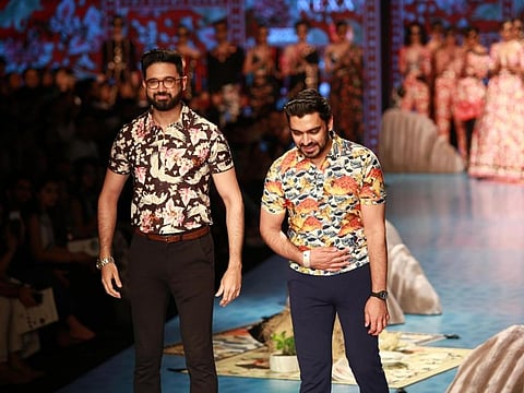 File photo: Fashion designers Shivaan and Narresh during Amazon India Fashion Week in New Delhi.