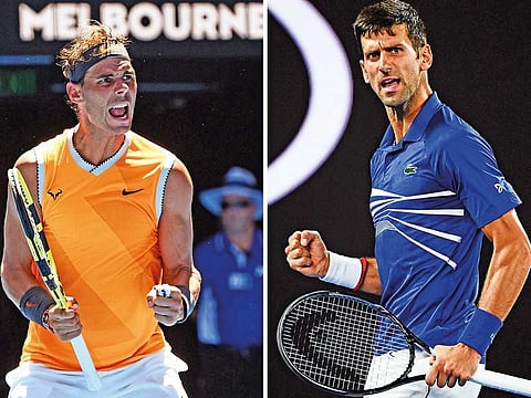 Rafael Nadal (left) and Serbia's Novak Djokovic