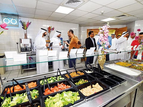 The cafeteria at the MKM Wafi Staff Accommodation serves a variety of free culinary delights.