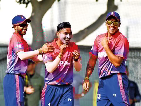 Nepal's Sompal Kami who destroyed UAE batting with a spell of 5 for 33 in the second one day match at the ICC Cricket Academy