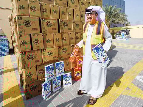 Ebrahim Ahmad Behzad during a briefing on the confiscation of counterfeit products for 2018 in Dubai. The items, as shown above, included even common household goods.