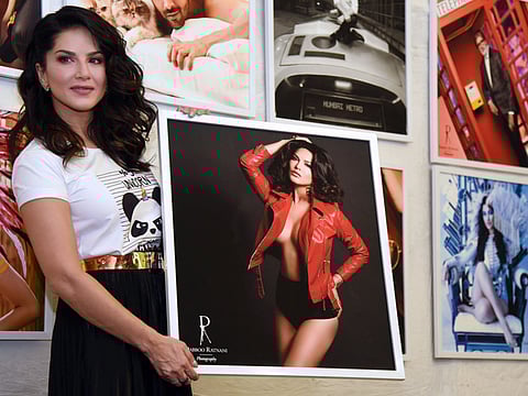 Sunny Leone poses for a picture during the launch of photographer Dabboo Ratnani's 2019 calendar, in Mumbai.