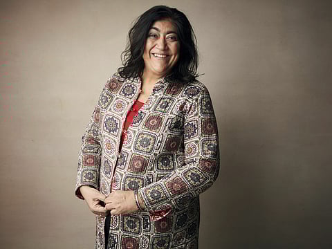 Writer/director Gurinder Chadha poses for a portrait to promote the film "Blinded by the Light" at the Salesforce Music Lodge during the Sundance Film Festival on Sunday, Jan. 27, 2019, in Park City, Utah.