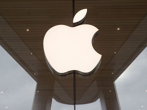 Apple logo is displayed at the Apple store in the Brooklyn borough of New York.