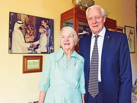 David Heard with wife Frauke Heard-Bey. Heard who came to Abu Dhabi in 1963 has made UAE his home after retirement.
