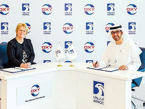 The concession agreement, which has a term of 35 years, was signed by Dr. Sultan Ahmad Al Jaber and Vicki Hollub.