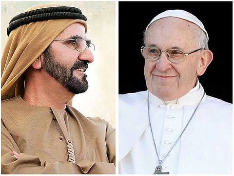 Shaikh Mohammad Bin Rashid Al Maktoum (left)), Vice-President and Prime Minister of the UAE and Ruler of Dubai, and Pope Francis.