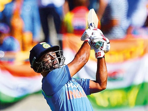 India’s Ambati Rayudu plays a shot during the fifth one-day international (ODI) cricket match between New Zealand and India in Wellington