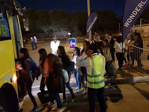 People boarding the bus for Papal mass in Abu Dhabi from Al Boom tourist village, Dubai.