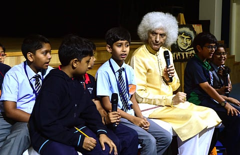 Dubai students get music lessons from Indian maestro Pandit Shiv Kumar Sharma