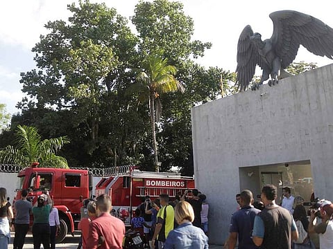 A fire truck is seen in front of the training center of Rio's soccer club Flamengo, after a deadly fire in Rio de Janeiro, Brazil February 8, 2019.