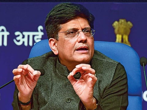 Finance Minister Piyush Goyal addresses a press conference after presentation of interim Budget session 2019-20 at Lok Sabha, in New Delhi, Friday, Feb 1, 2019.