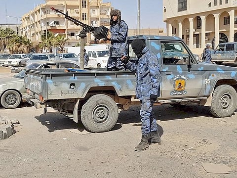 The LIbyan National Army patroling in downtown Sebha, the biggest city in southern Libya
