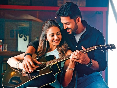 Rakul Preet Singh and Karthi in ‘Dev’.