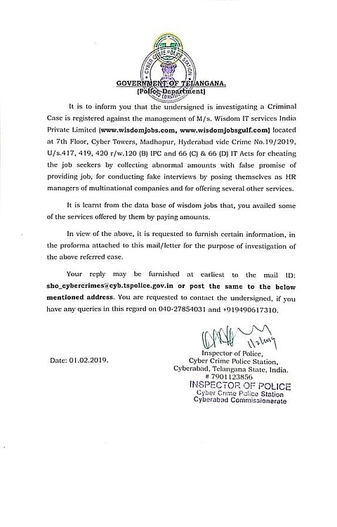 Indian police reach out to Wisdom Jobs victims