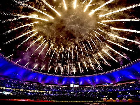 The colourful opening ceremony of the fourth edition of the Pakistan Super League at the Dubai International Cricket Stadium last evening.