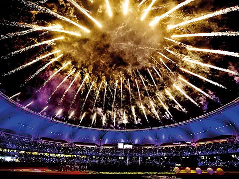 The colourful opening ceremony of the fourth edition of the Pakistan Super League at the Dubai International Cricket Stadium last evening.