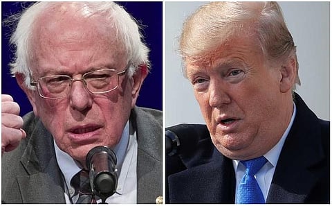 US Senator Bernie Sanders (left) and President Donald Trump
