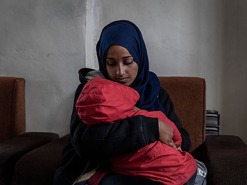 Hoda Muthana with her son at a detention camp in Al Hawl, Syria, Feb. 17, 2019.