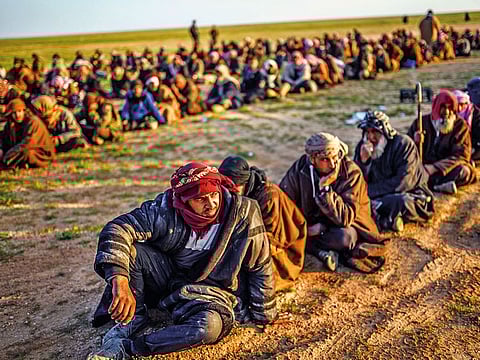 Men suspected of being Daesh militants or sympathisers after they have been arrested in a file photo.