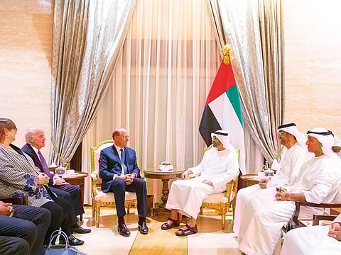 His Highness Shaikh Mohammad Bin Zayed Al Nahyan, Crown Prince of Abu Dhabi and Deputy Supreme Commander of the UAE Armed Forces, yesterday met Laurence Fink and Henry Kravis. Adnoc CEO Sultan Al Jaber and other senior officials were also present.