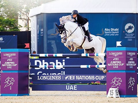 Nadia Al Taryam, riding Cortado, made an impressive debut in the Longines FEI Jumping Nations Cup in Abu Dhabi on Saturday.