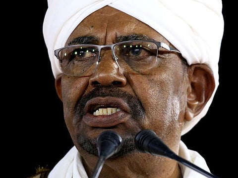 Sudan's President Omar Al Bashir delivers a speech at the Presidential Palace in Khartoum, Sudan February 22, 2019.