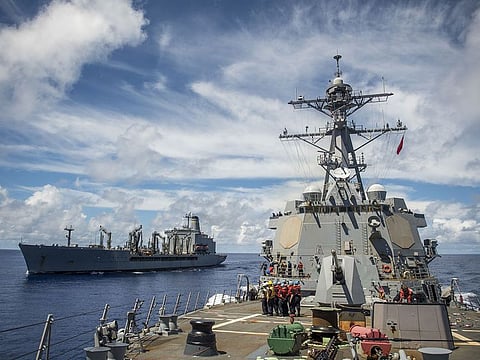 The US is pressing allies to step in and help secure the Hormuz Strait through escorts and joint patrols, hoping a visible multinational presence can restore confidence and reopen shipping lanes. Photo shows US Navy destroyers. For illustrative purposes only.