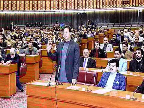 Prime Minister Imran Khan addressing at the Joint Session of Parliament in a file photo. Pakistan’s 2023 general elections will be held as per the new census.